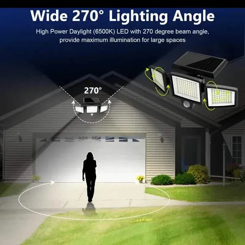 2500 Lumens 210 LED Outdoor Solar Security Light with Remote Control & Motion Sensor - A-1 Thread Vault