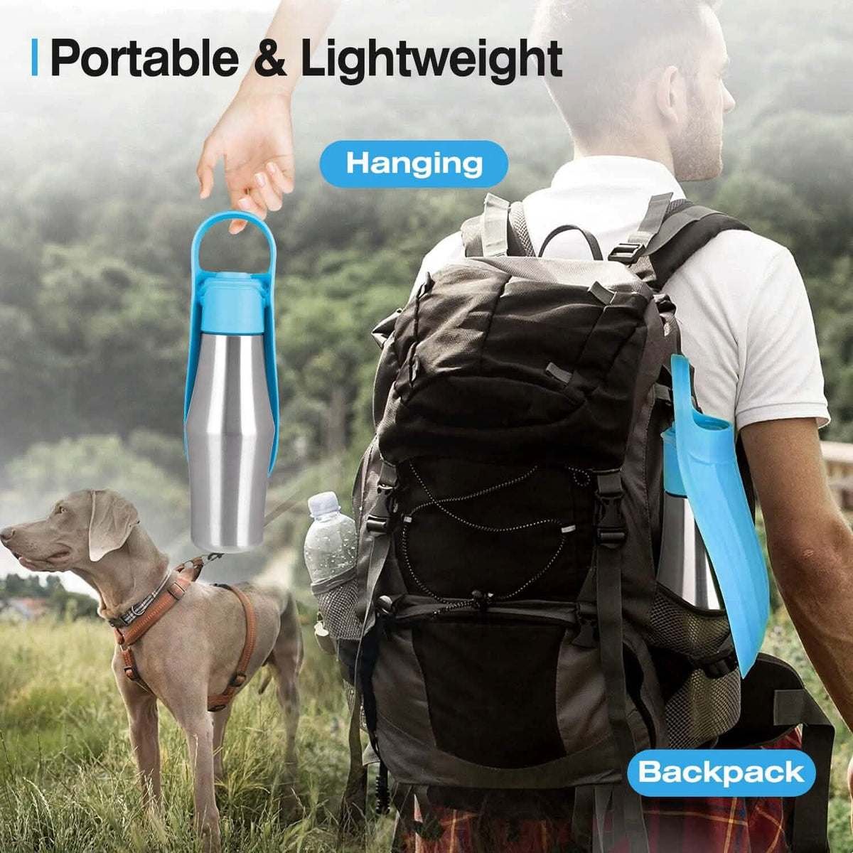 25oz Portable Dog Stainless Steel Water Dispenser Leak Proof Design - A-1 Thread Vault