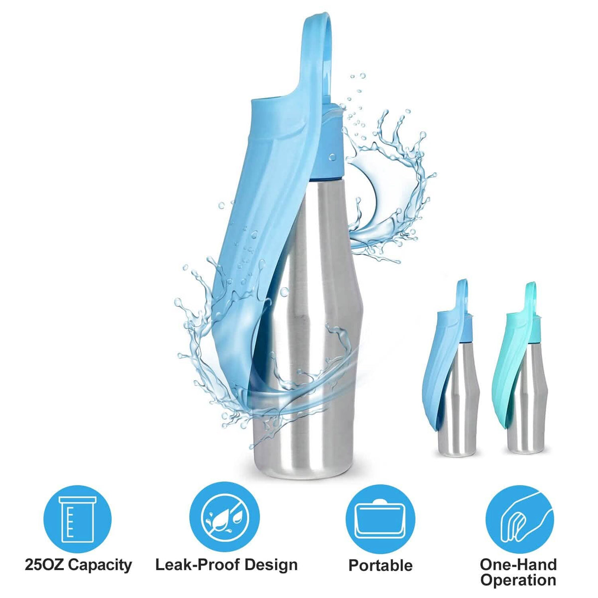 25oz Portable Dog Stainless Steel Water Dispenser Leak Proof Design - A-1 Thread Vault