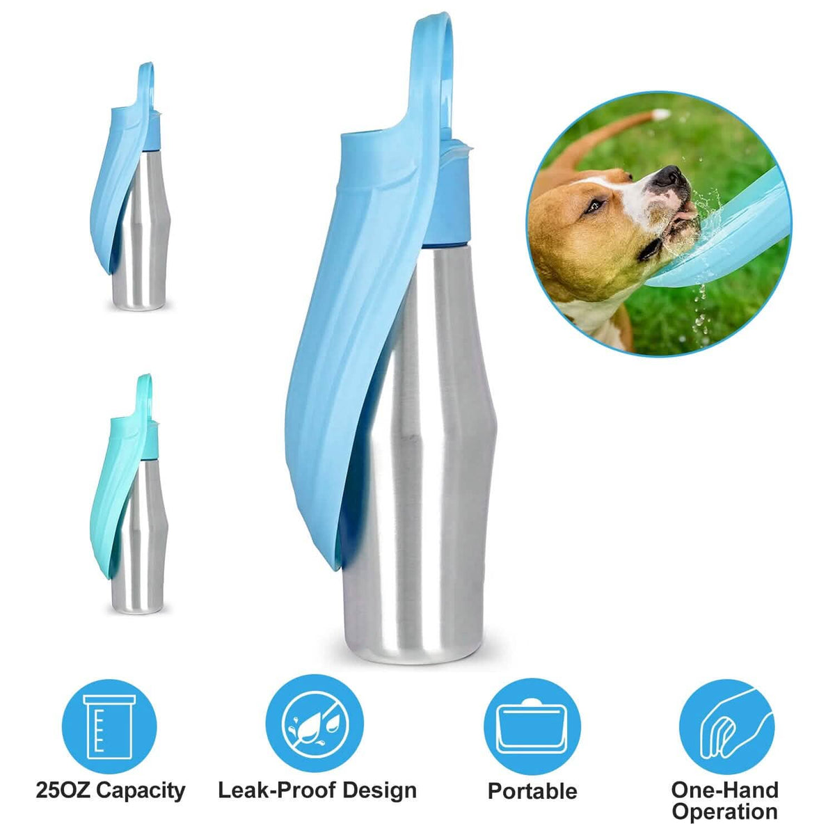 25oz Portable Dog Stainless Steel Water Dispenser Leak Proof Design - A-1 Thread Vault