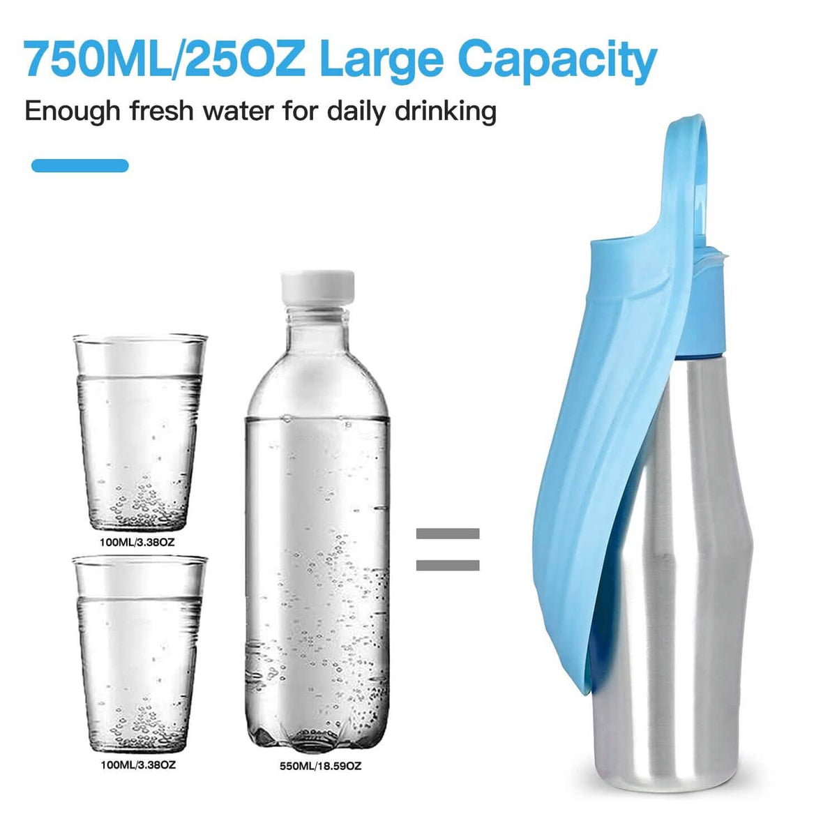 25oz Portable Dog Stainless Steel Water Dispenser Leak Proof Design - A-1 Thread Vault