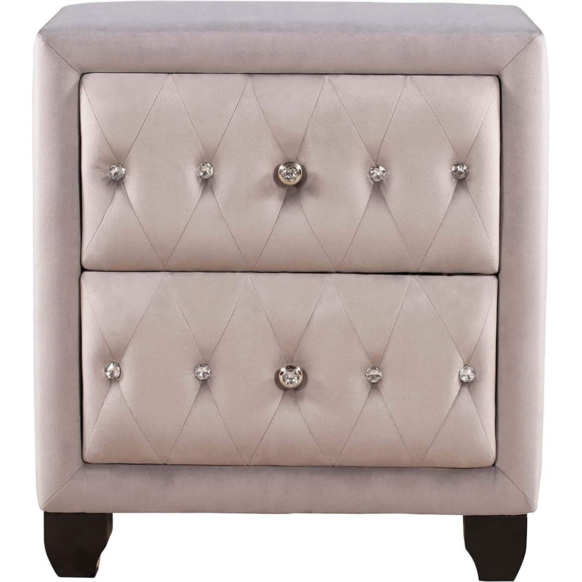 27.9" Tall Bedside Table Blue Upholstered Velvet 2-Drawer Nightstand - A-1 Thread Vault