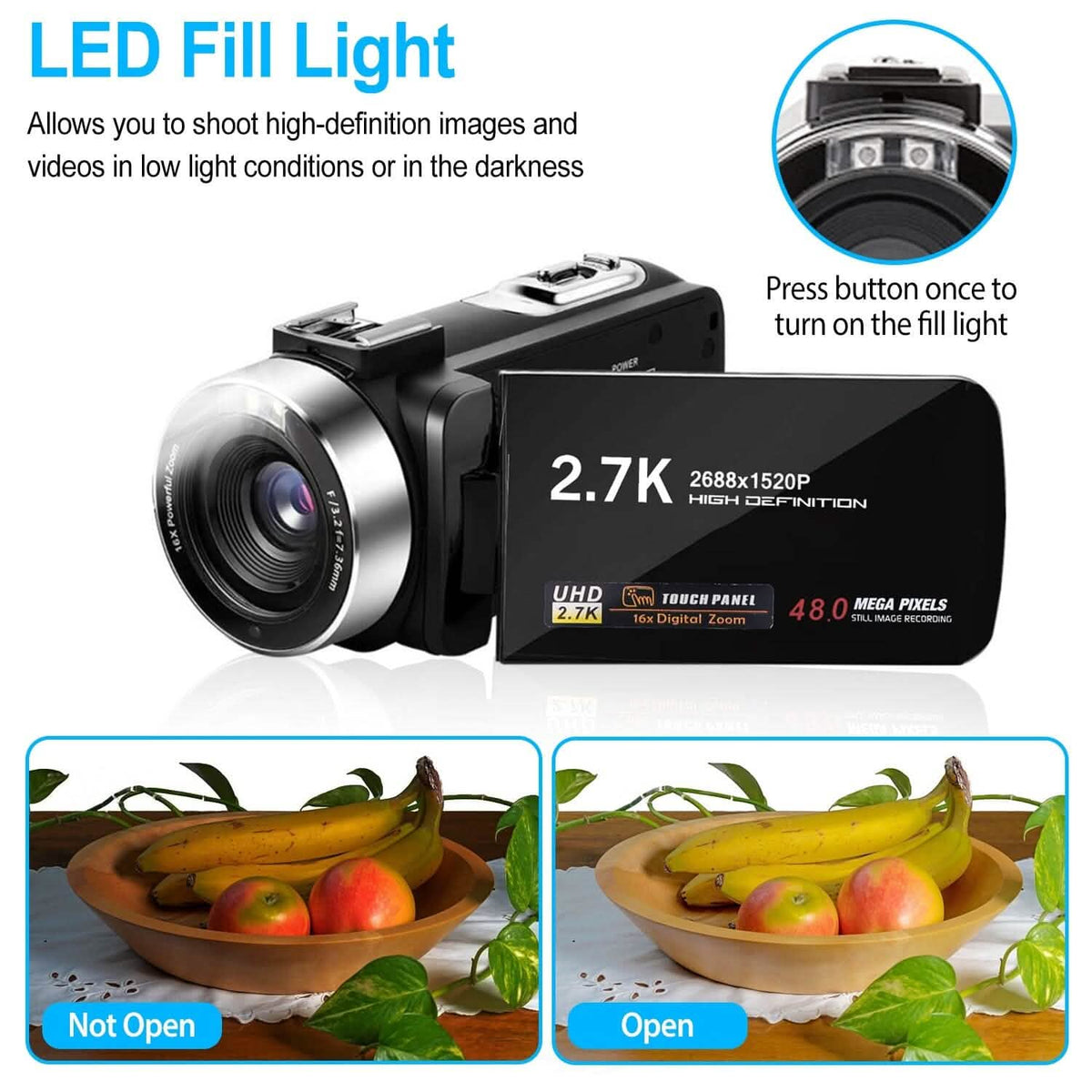 2.7K Camcorder 42MP 18x Zoom Digital Video Camera with 270° Rotating IPS Screen - A-1 Thread Vault