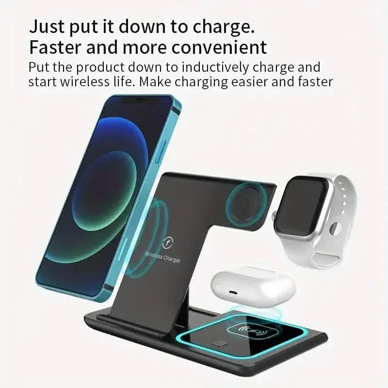 3-in-1 Folding Fast Wireless Charger Station - A-1 Thread Vault