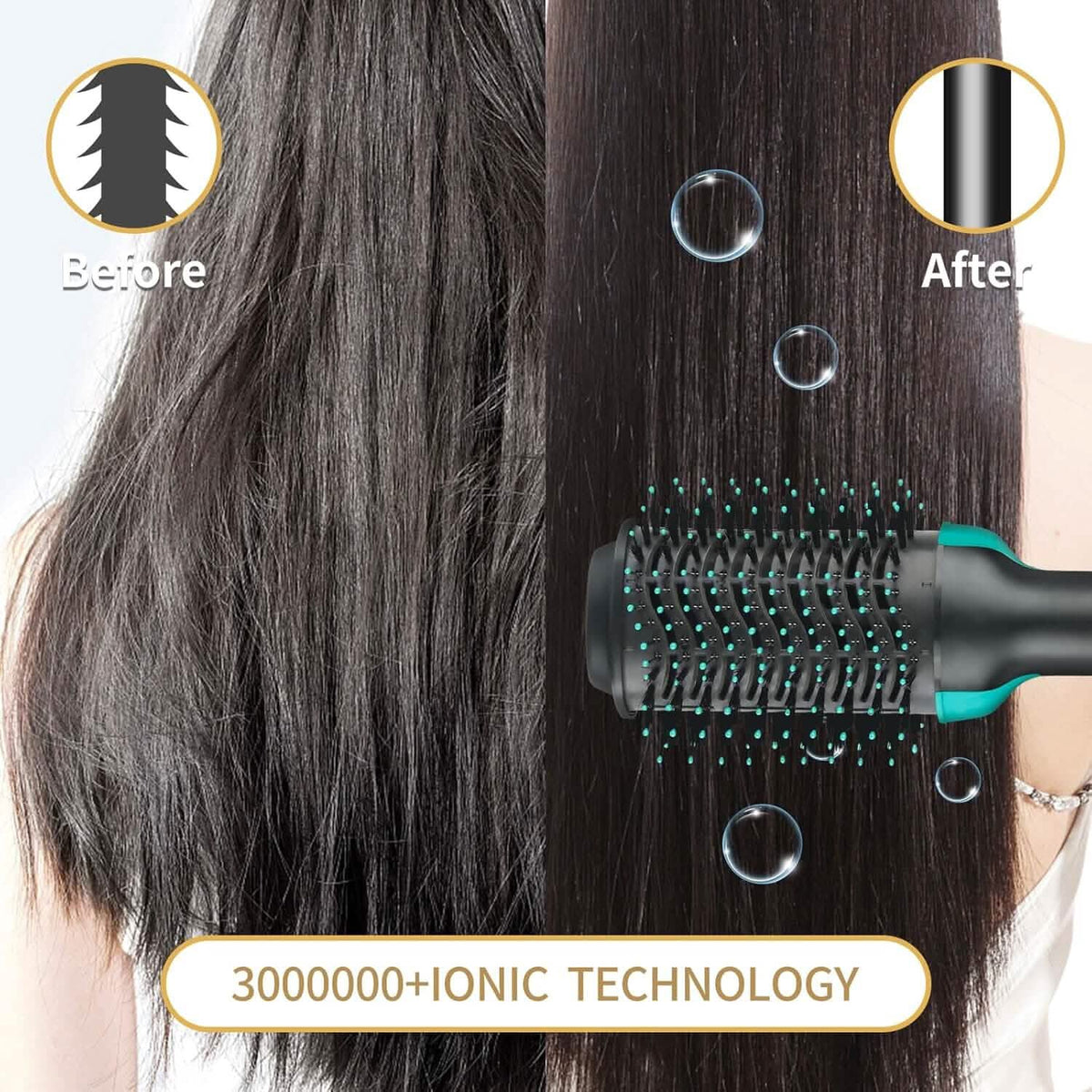 3-in-1 Ionic Straightening Hot Air Brush with Anti-Scald Feature - A-1 Thread Vault
