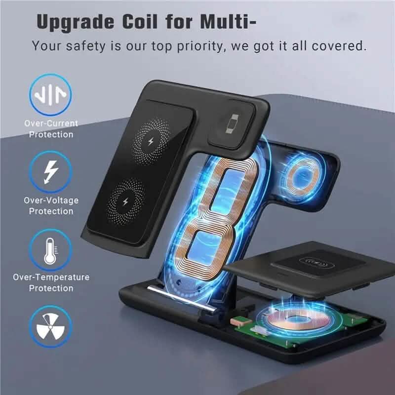 3-in-1 Wireless Charger Qi Fast 15W Charging Stand Pad - A-1 Thread Vault