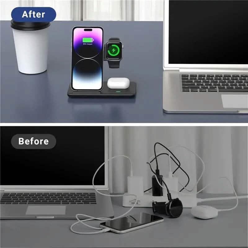 3-in-1 Wireless Charger Qi Fast 15W Charging Stand Pad - A-1 Thread Vault