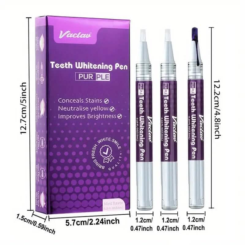 3-Pack: 3ml/0.1fl oz Mint Flavor Purple Teeth Whitening Gel Pen - A-1 Thread Vault