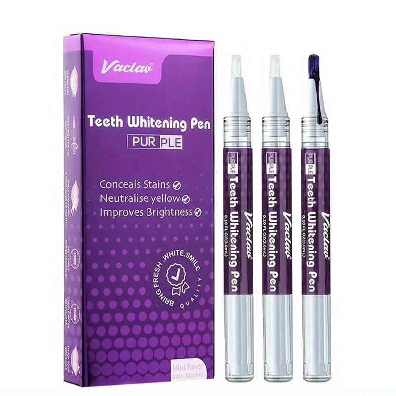 3-Pack: 3ml/0.1fl oz Mint Flavor Purple Teeth Whitening Gel Pen - A-1 Thread Vault