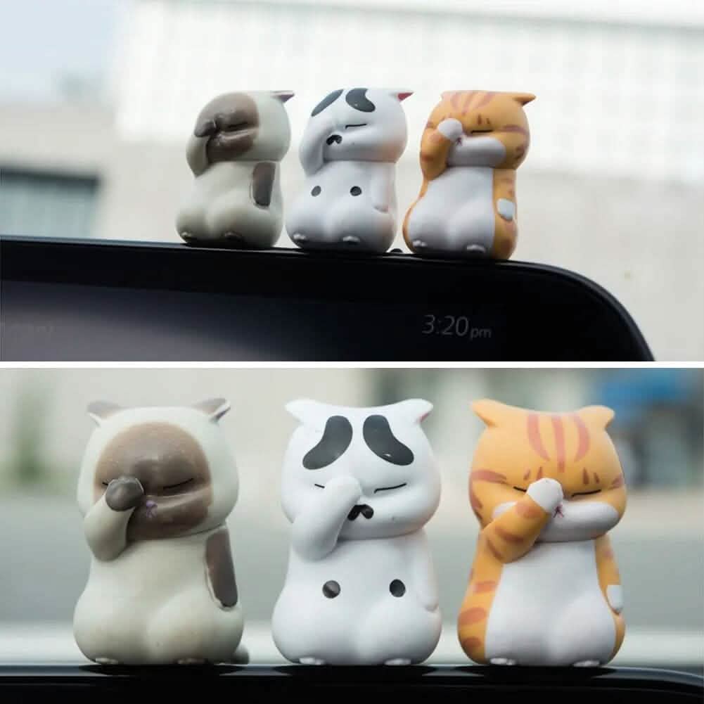 3-Pack: Cute Cat Figurines Miniature Cartoon Animal Decor - A-1 Thread Vault