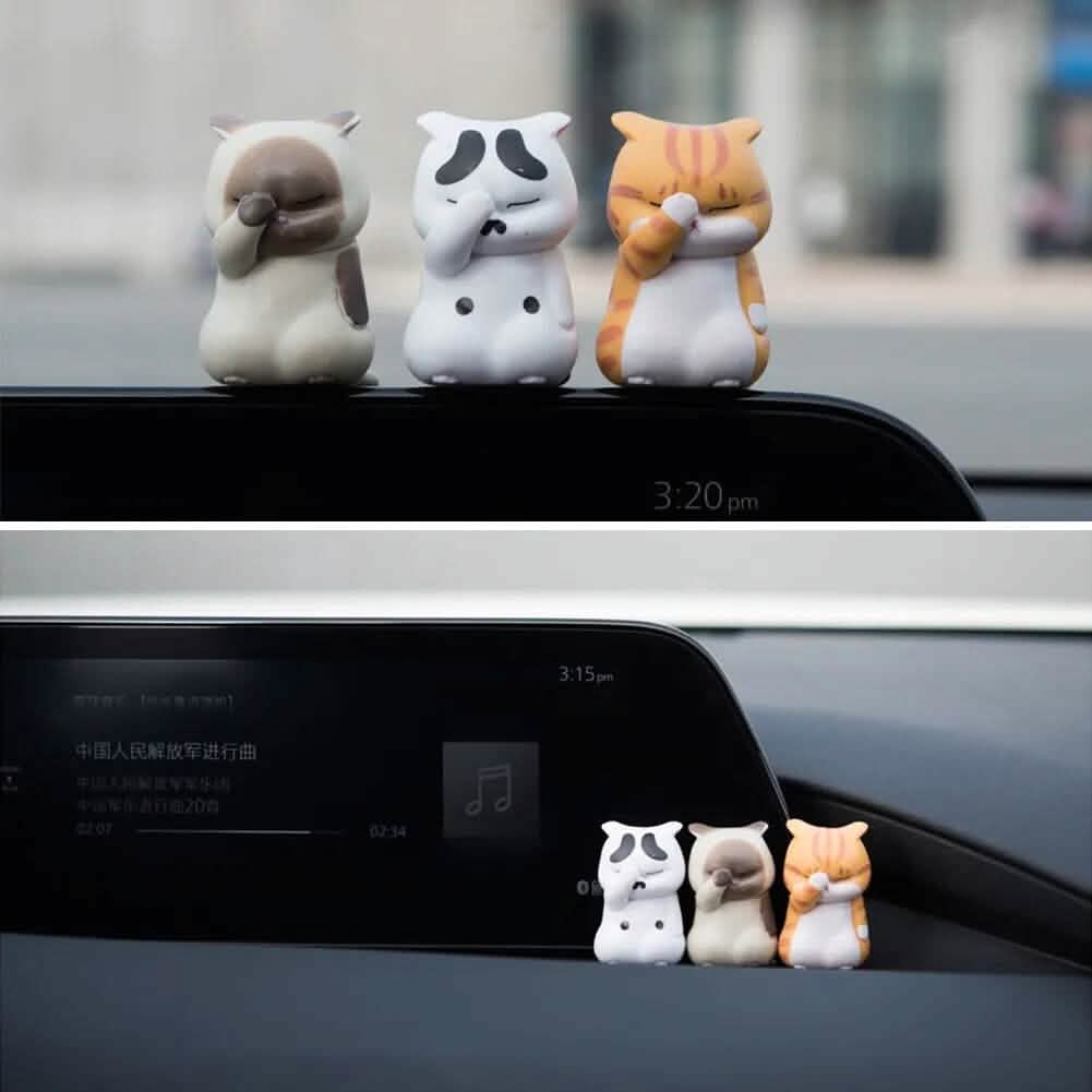 3-Pack: Cute Cat Figurines Miniature Cartoon Animal Decor - A-1 Thread Vault