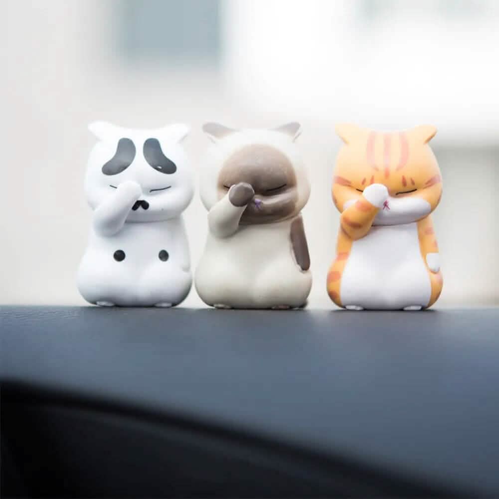 3-Pack: Cute Cat Figurines Miniature Cartoon Animal Decor - A-1 Thread Vault