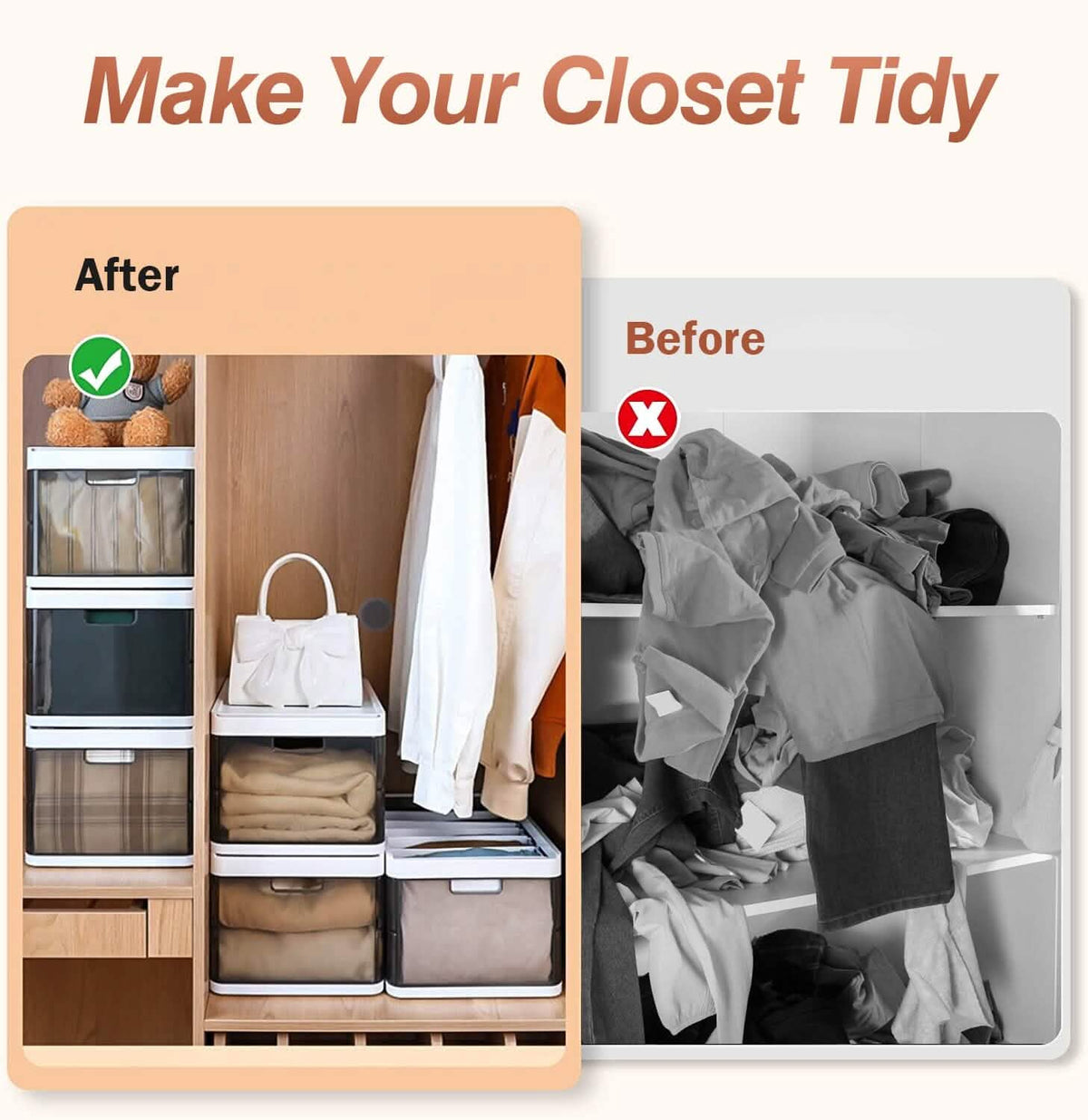 3-Pack: Foldable Storage Bin with Lid Stackable Plastic Closet Organizer - A-1 Thread Vault