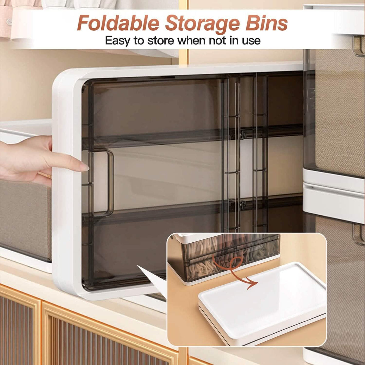 3-Pack: Foldable Storage Bin with Lid Stackable Plastic Closet Organizer - A-1 Thread Vault
