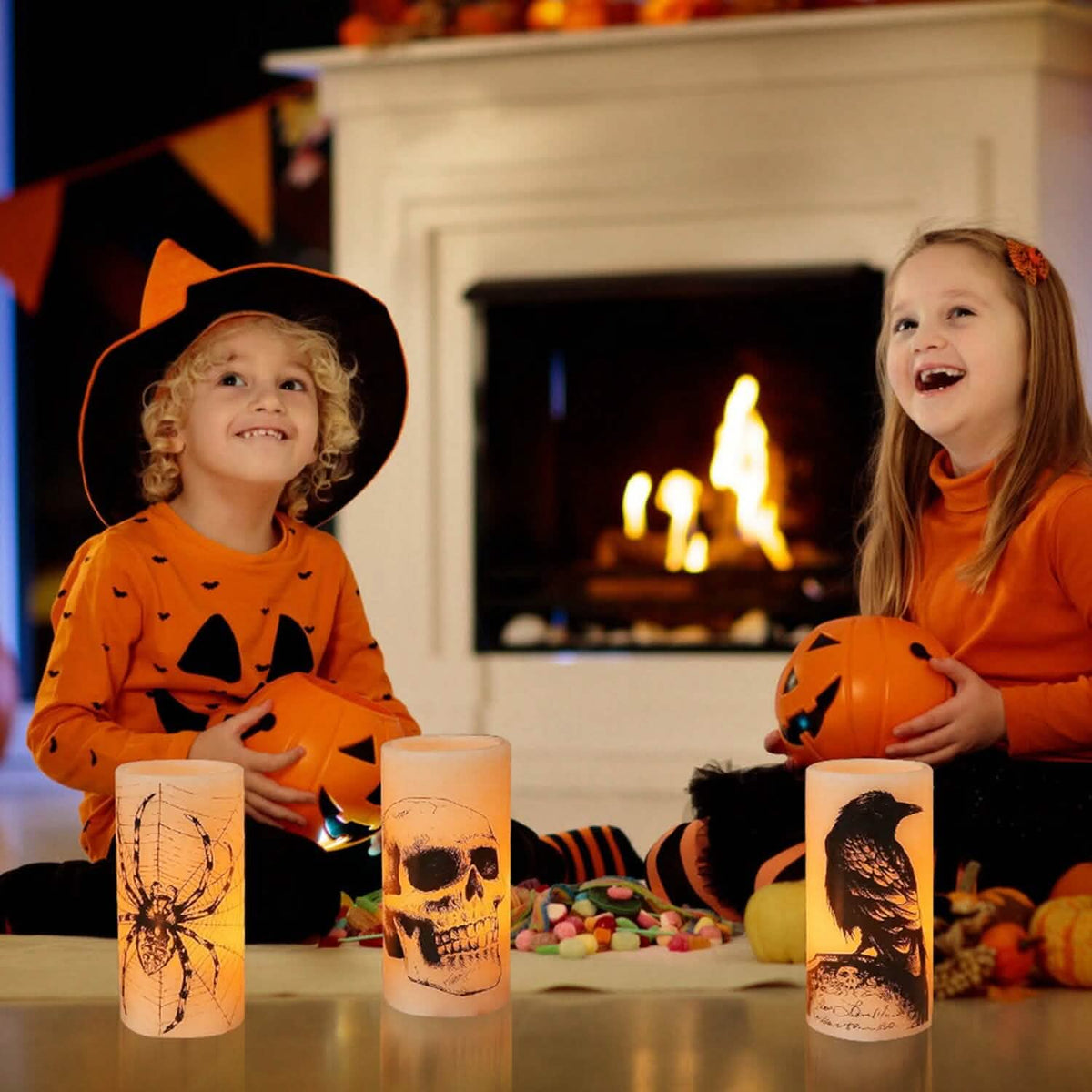 3-Pack: Halloween Battery Operated Flameless Candle Lamp with Timer Setting - A-1 Thread Vault