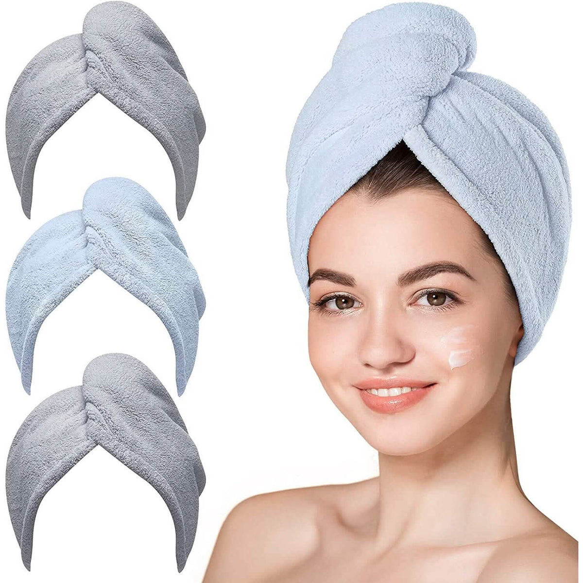 3-Pack: Hicober Microfiber Hair Towel - A-1 Thread Vault