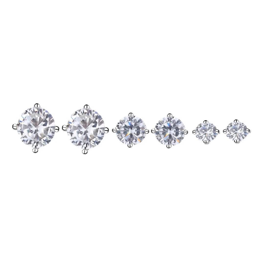 3-Pair Set: Sterling Silver Crystal Stud Earrings - A-1 Thread Vault