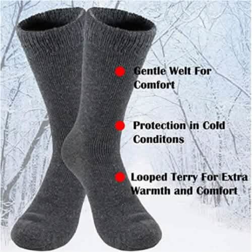 3-Pairs: Men's Thermal Socks for Cold Weather Insulated Socks - A-1 Thread Vault