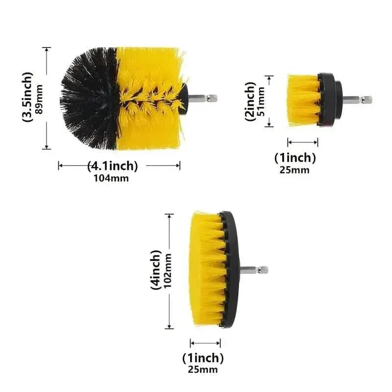 3-Piece Set: Power Scrubber Wash Cleaning Brushes Tool Kit - A-1 Thread Vault