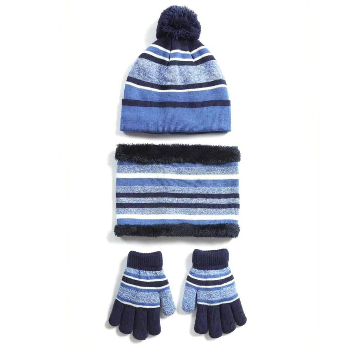 3-Piece Set: Winter Kids Knitted Warm Beanie Hat and Glove for 4-7 Years Old - A-1 Thread Vault