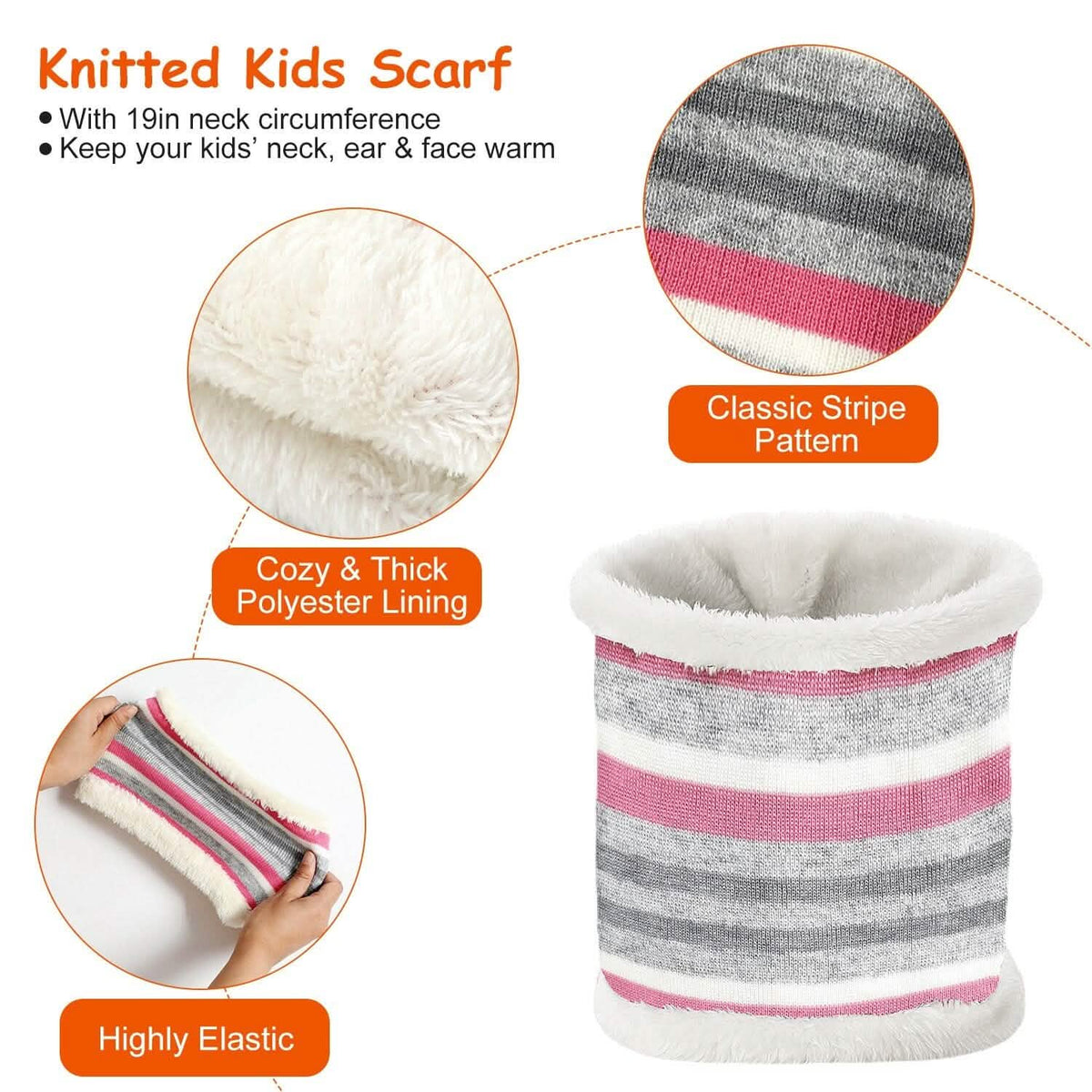 3-Piece Set: Winter Kids Knitted Warm Beanie Hat and Glove for 4-7 Years Old - A-1 Thread Vault