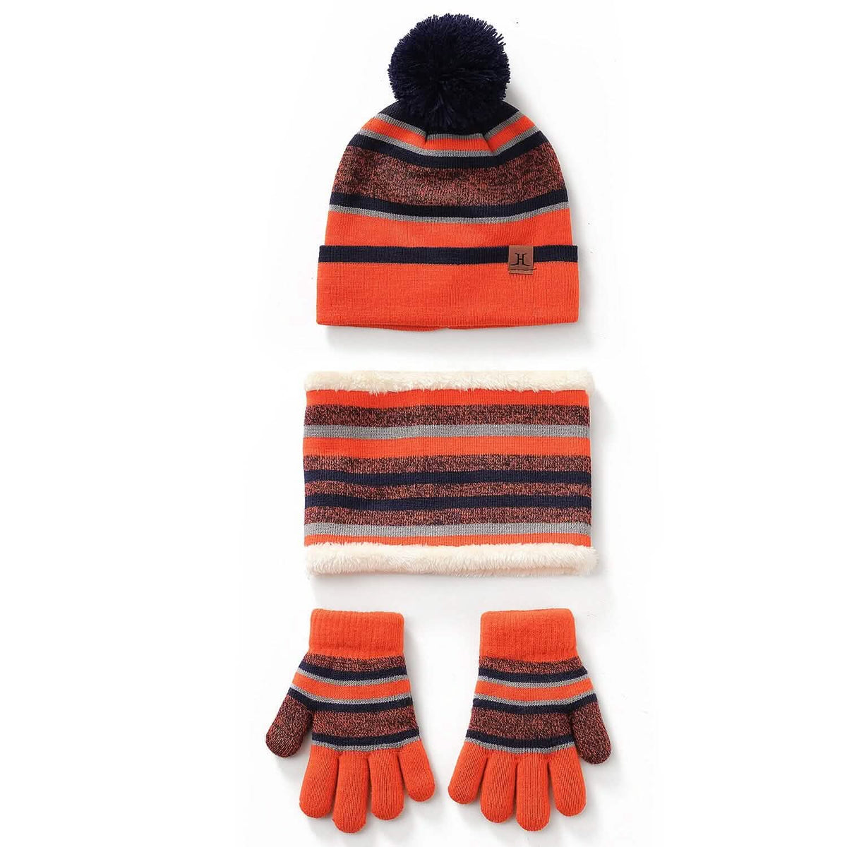 3-Piece Set: Winter Kids Knitted Warm Beanie Hat and Glove for 4-7 Years Old - A-1 Thread Vault