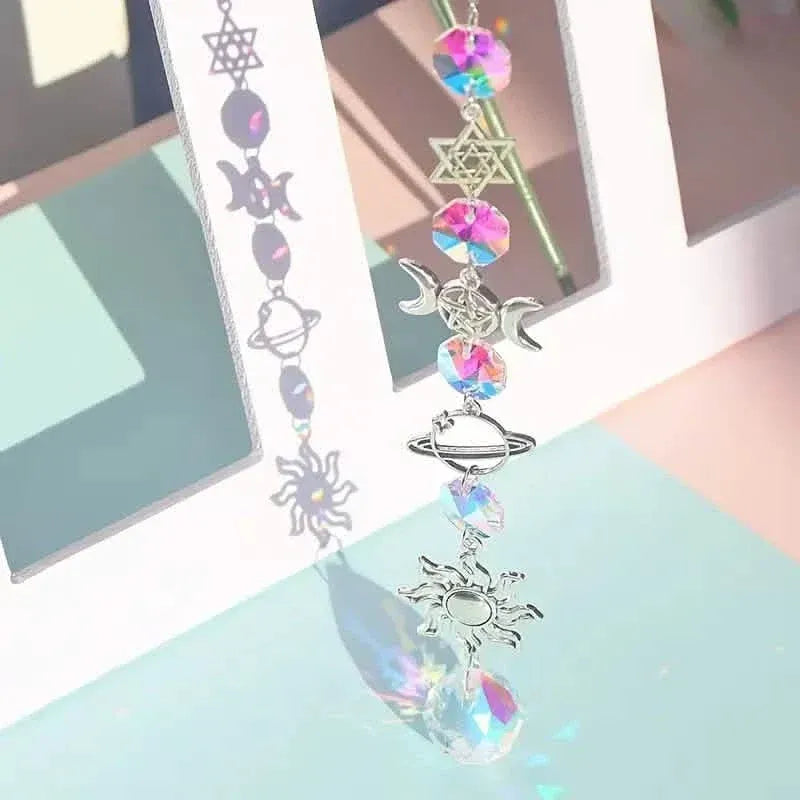 3-Pieces: Crystal Wind Chime Pendant Catcher Diamond Prisms - A-1 Thread Vault