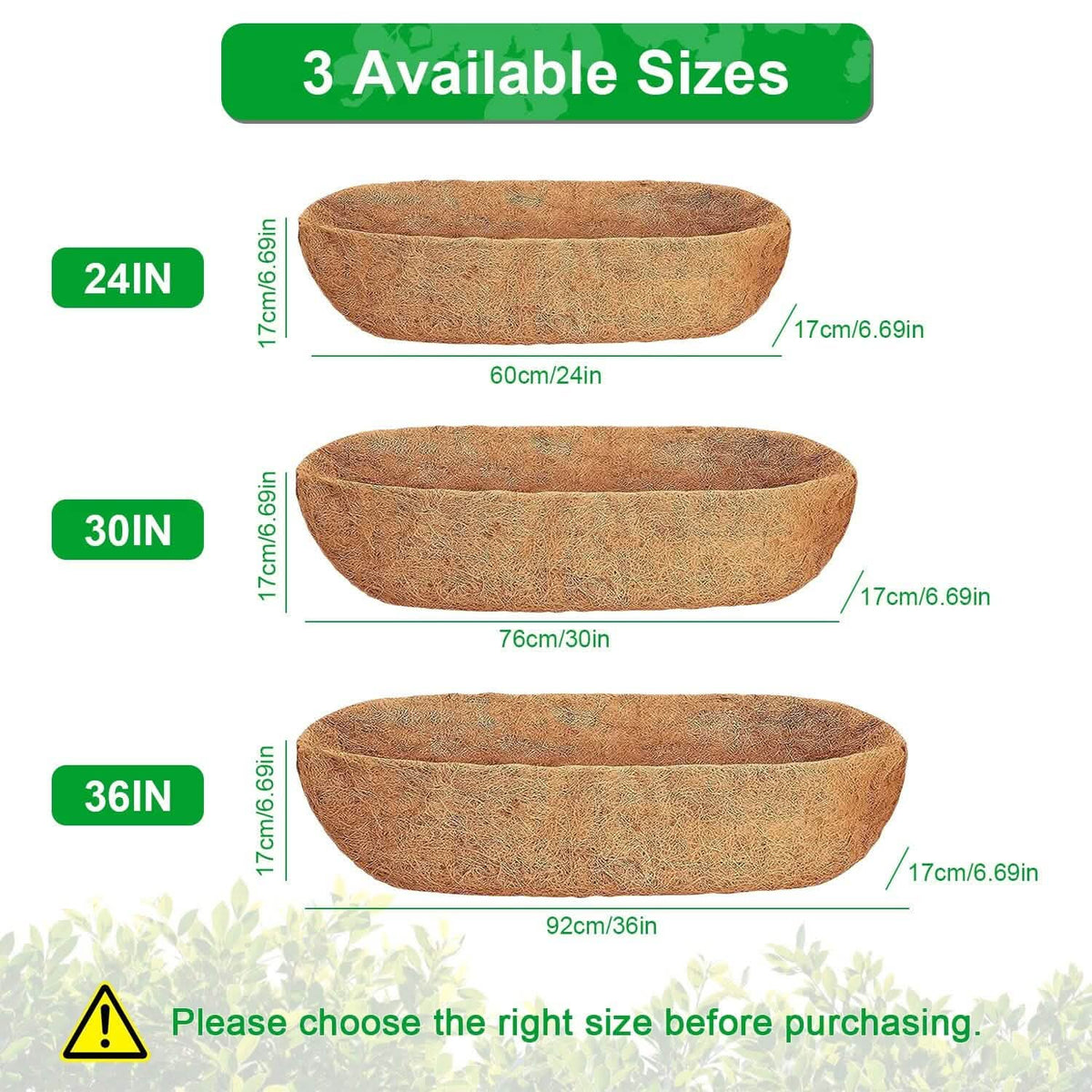 3-Pieces: Trough Coco Basket Half Moon Planter Replacement - A-1 Thread Vault