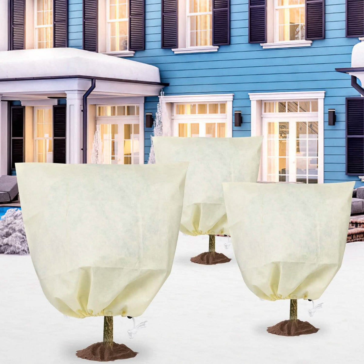3-Pieces: Winter Plant Cover Bags with Drawstring - A-1 Thread Vault