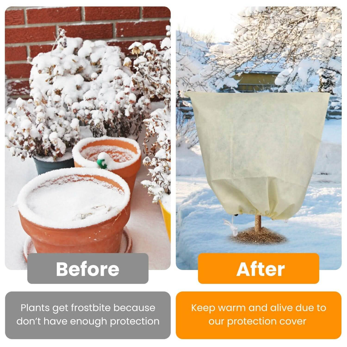 3-Pieces: Winter Plant Cover Bags with Drawstring - A-1 Thread Vault