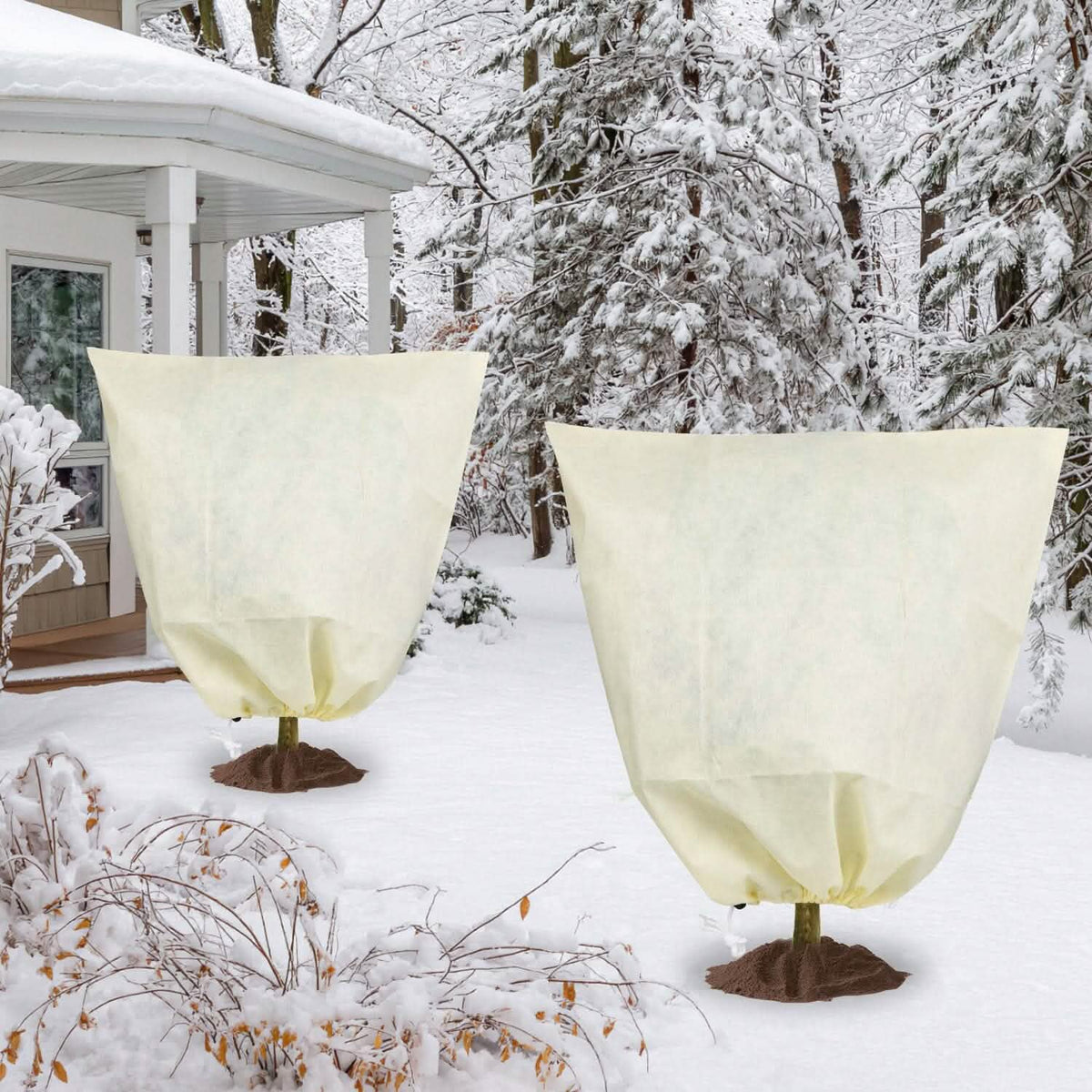 3-Pieces: Winter Plant Cover Bags with Drawstring - A-1 Thread Vault