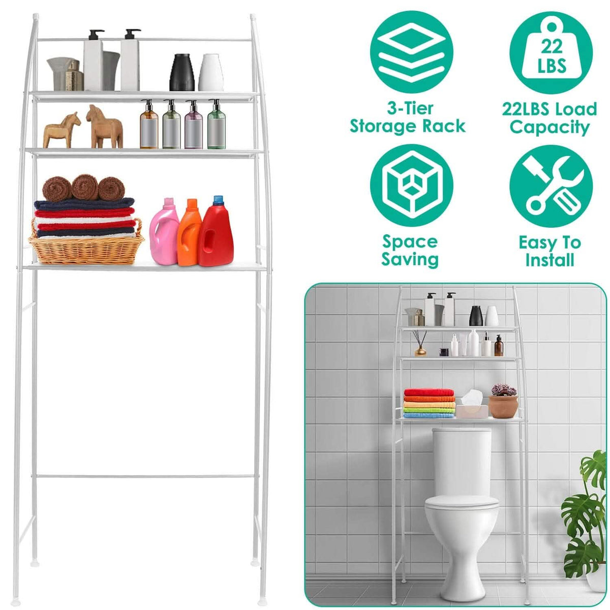 3-Tier Bathroom Over the Toilet Storage Shelf - A-1 Thread Vault