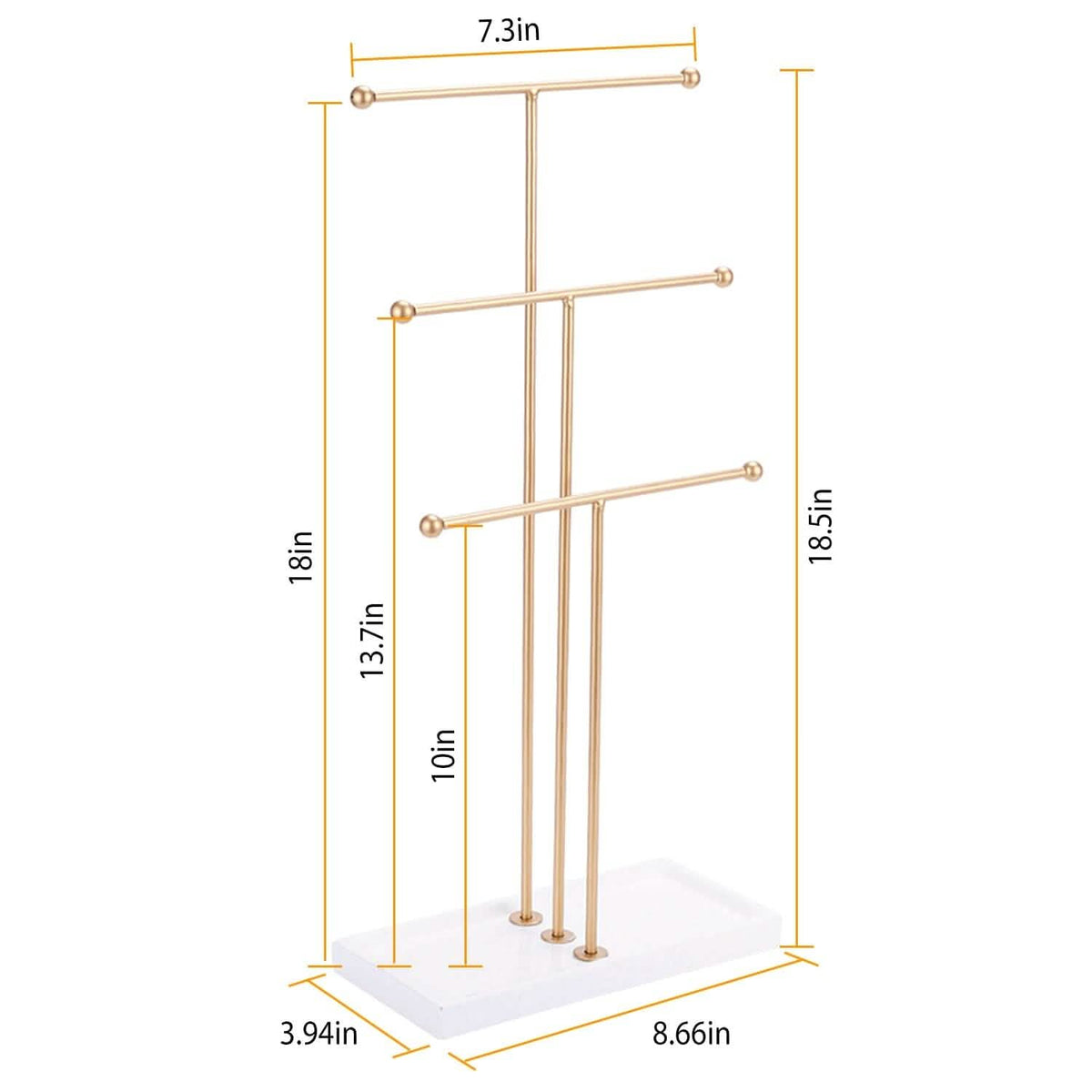 3-Tier Gold Metal Tabletop Jewelry Tree Stand - A-1 Thread Vault
