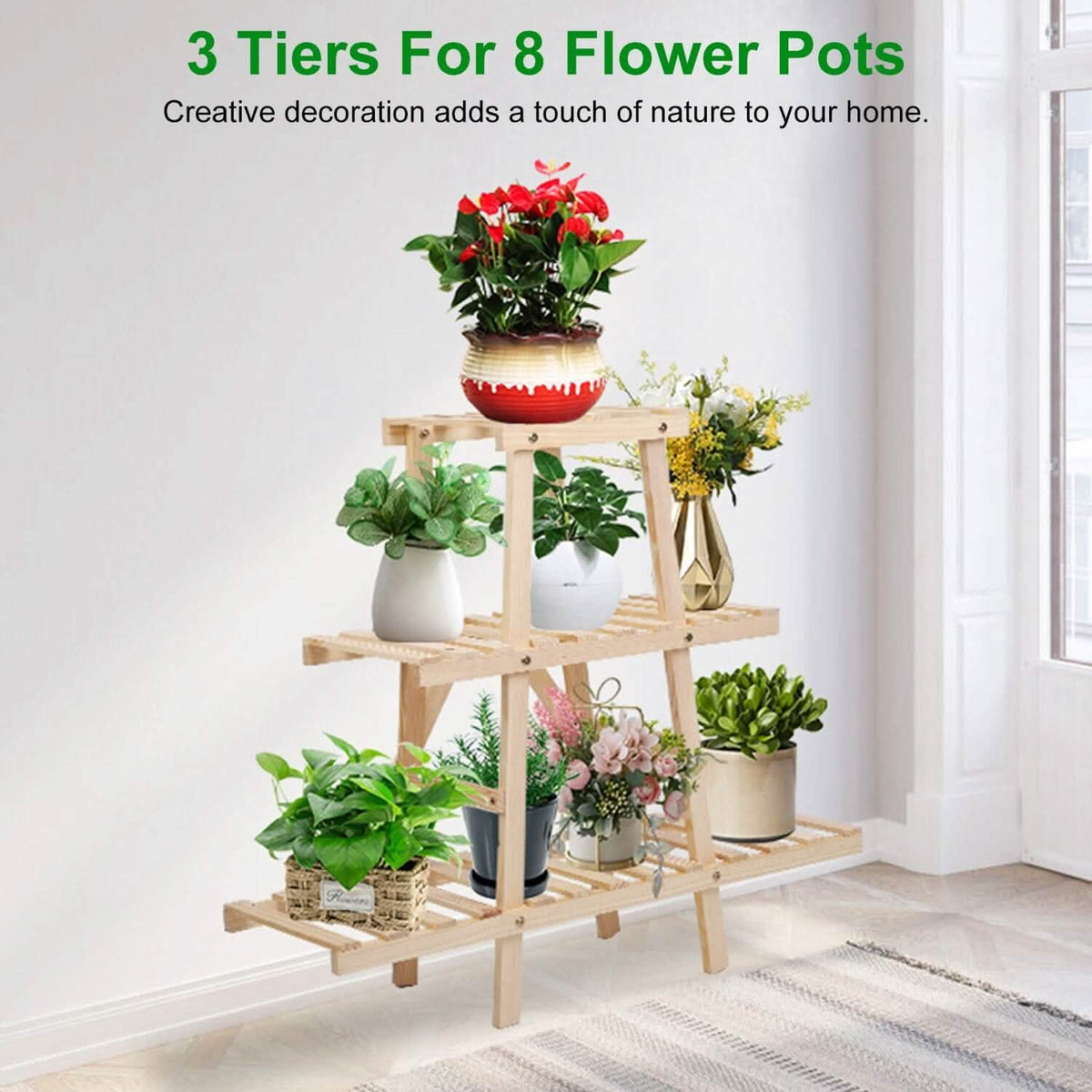 3-Tier Potted Flower Shelf Multi-tier Flower Pot Rack Holder Triangle Ladder - A-1 Thread Vault