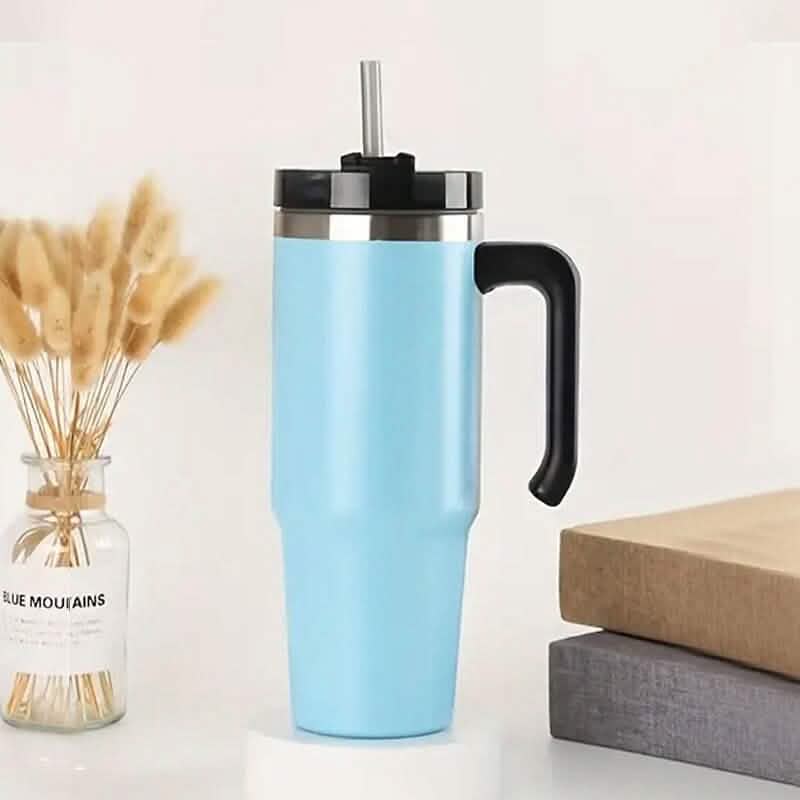 30.5 Oz 304 Stainless Steel Double Vacuum Portable Travel Cup with Handle and Straw - A-1 Thread Vault