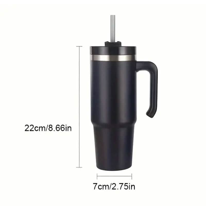 30.5 Oz 304 Stainless Steel Double Vacuum Portable Travel Cup with Handle and Straw - A-1 Thread Vault