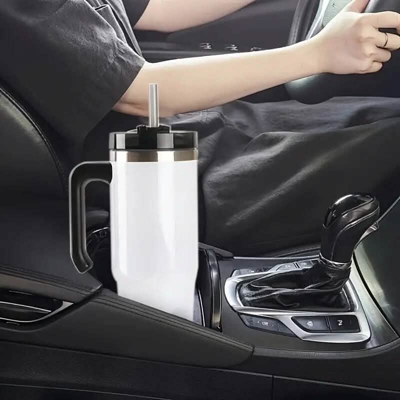 30.5 Oz 304 Stainless Steel Double Vacuum Portable Travel Cup with Handle and Straw - A-1 Thread Vault