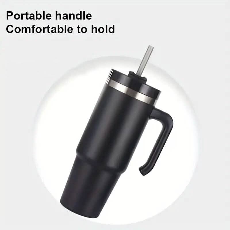 30.5 Oz 304 Stainless Steel Double Vacuum Portable Travel Cup with Handle and Straw - A-1 Thread Vault