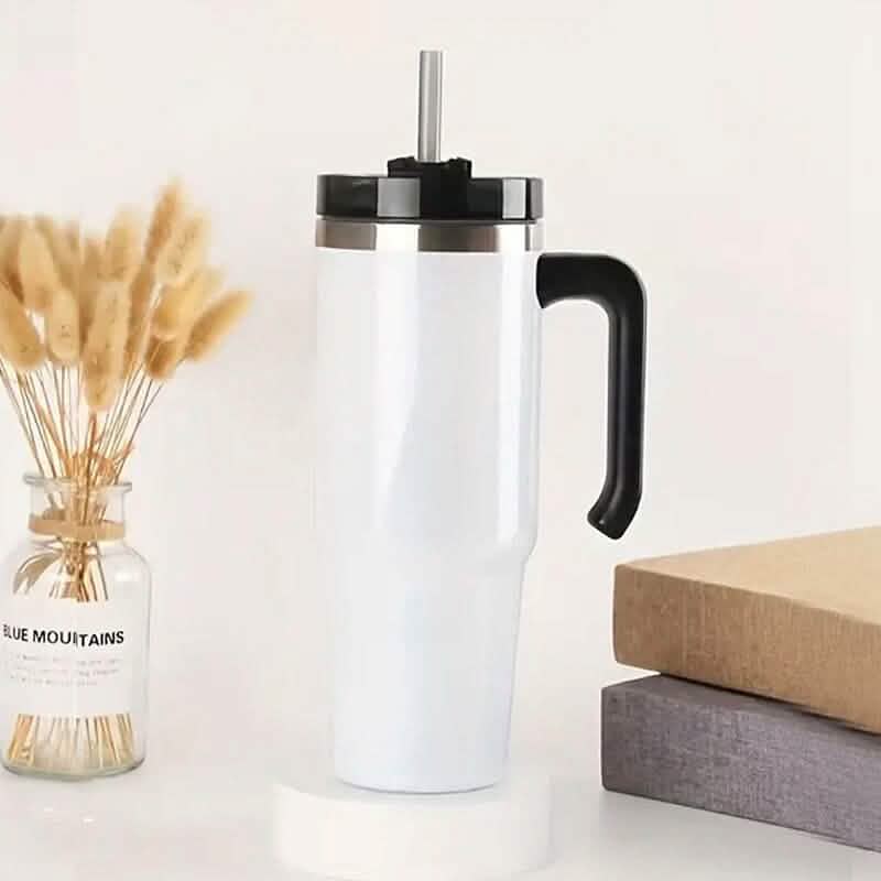 30.5 Oz 304 Stainless Steel Double Vacuum Portable Travel Cup with Handle and Straw - A-1 Thread Vault