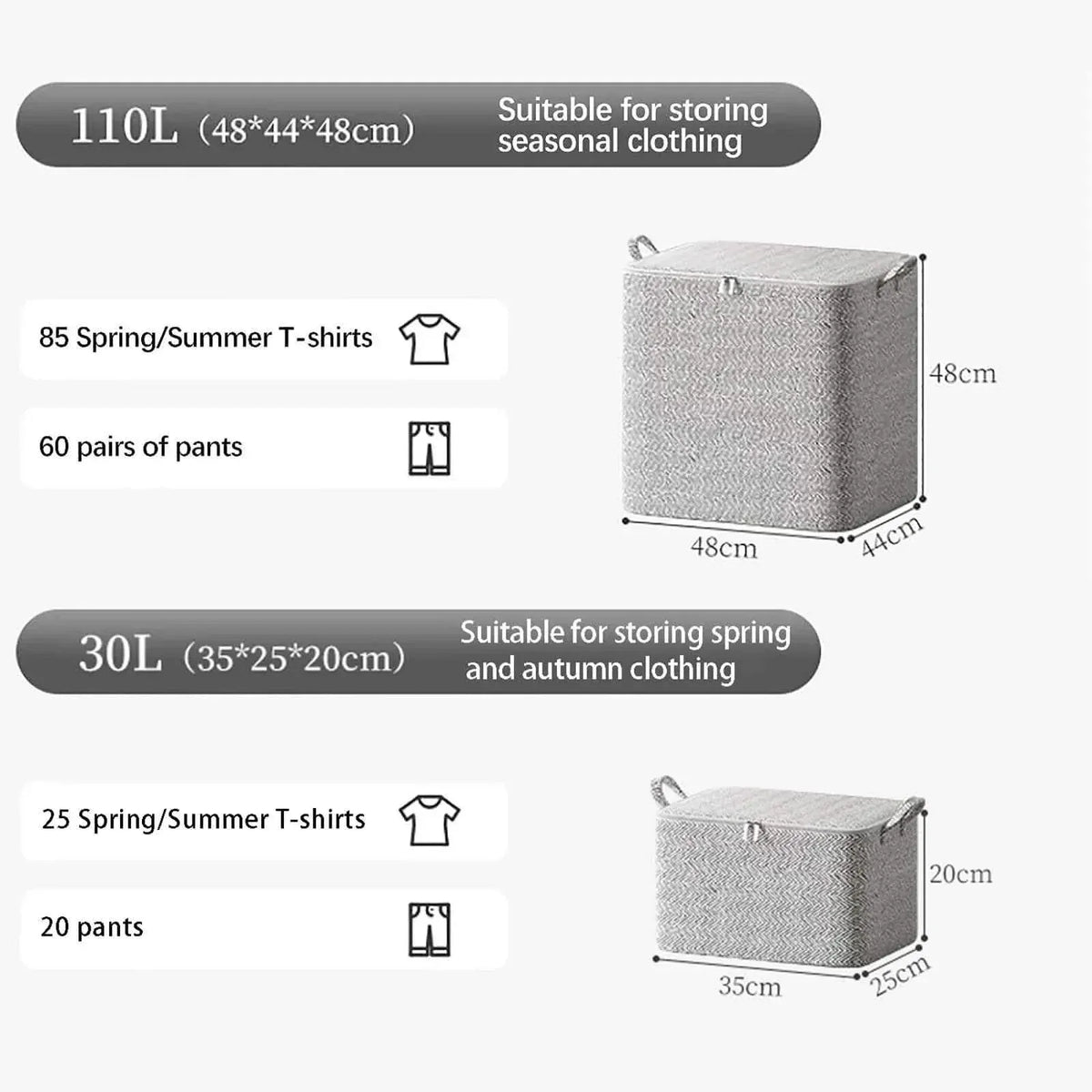 30L Foldable Fabric Clothes Storage Organizer Bag with Reinforced Handle - A-1 Thread Vault