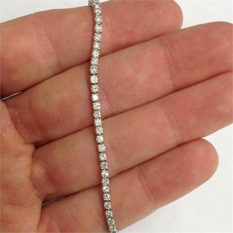 3.15ct. Round Cut Diamond Tennis Bracelet In 14k White Gold - A-1 Thread Vault