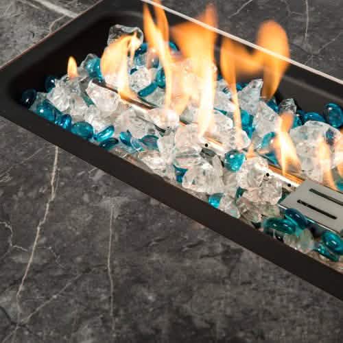 32" Outdoor Rattan Propane Gas Fire Table with Tile Tabletop - A-1 Thread Vault