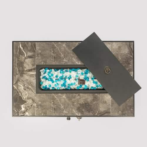 32" Outdoor Rattan Propane Gas Fire Table with Tile Tabletop - A-1 Thread Vault