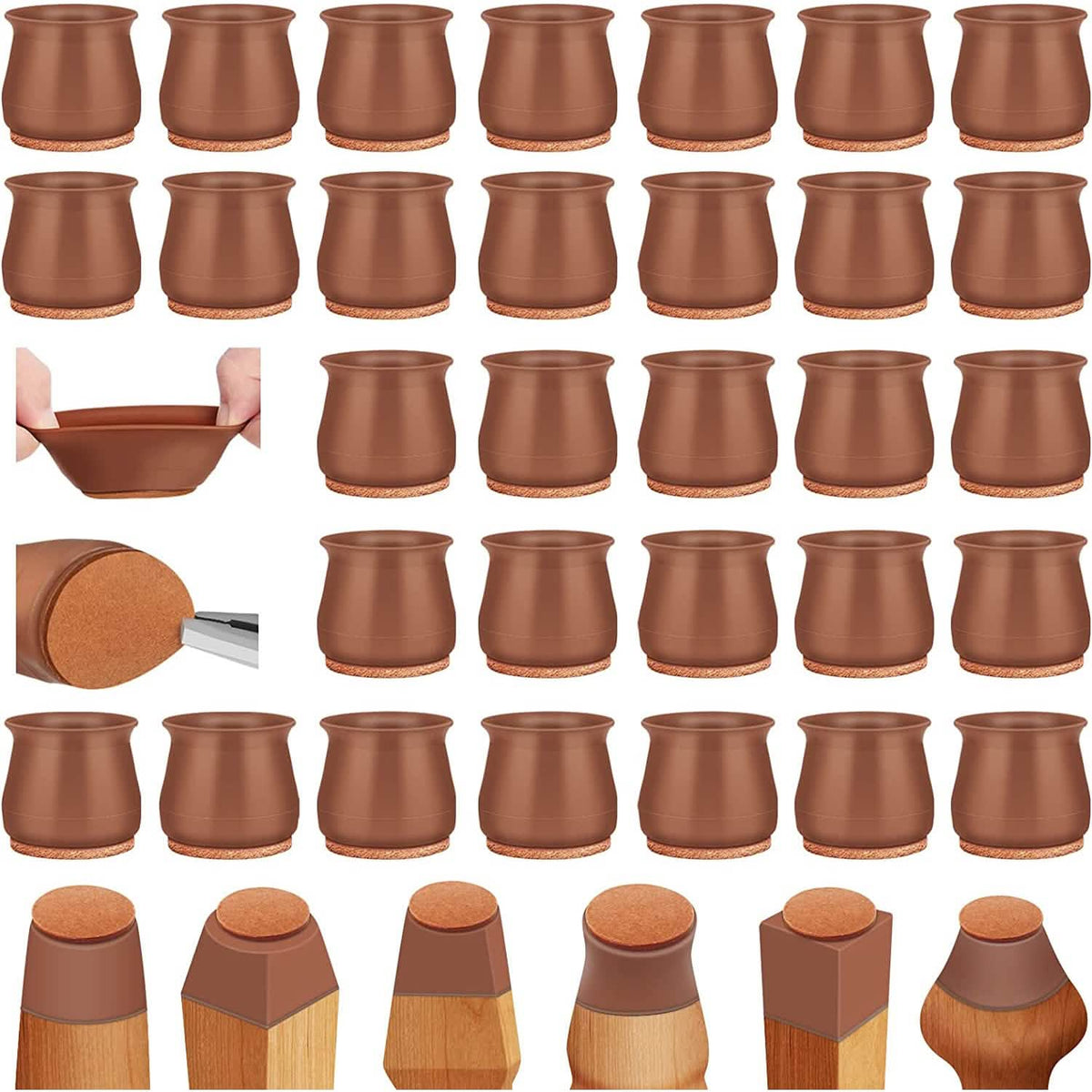32-Piece: Clear Chair Leg Floor Protectors - A-1 Thread Vault