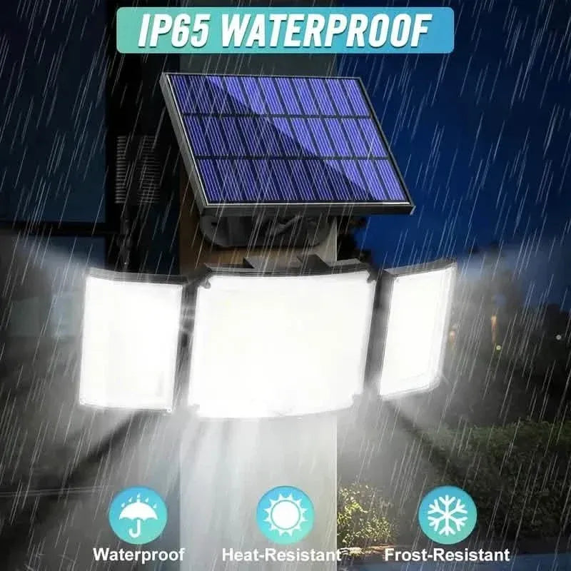 348 LED Motion Sensor Lights With Remote Control, 3 Head Security Lights, Solar Flood Wall Lights With 3 Modes - A-1 Thread Vault