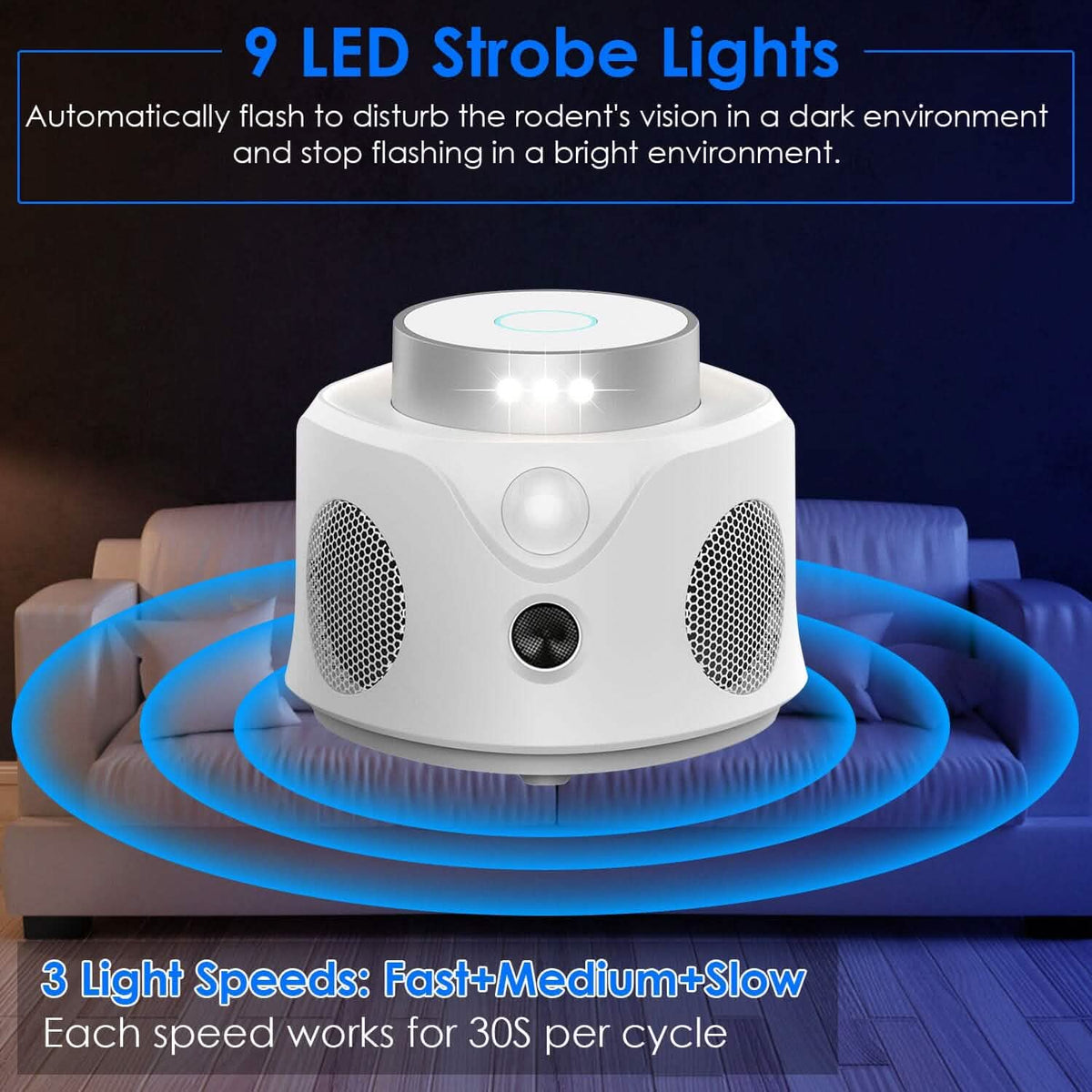 360° Ultrasonic Mice Repellent Indoor with 3 Modes 9 Strobe Lights - A-1 Thread Vault