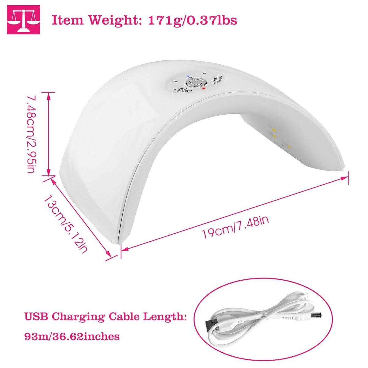 36W UV LED Lamp Nail Gel Dryer 12 LED Sensor Gel Curing Machine - A-1 Thread Vault