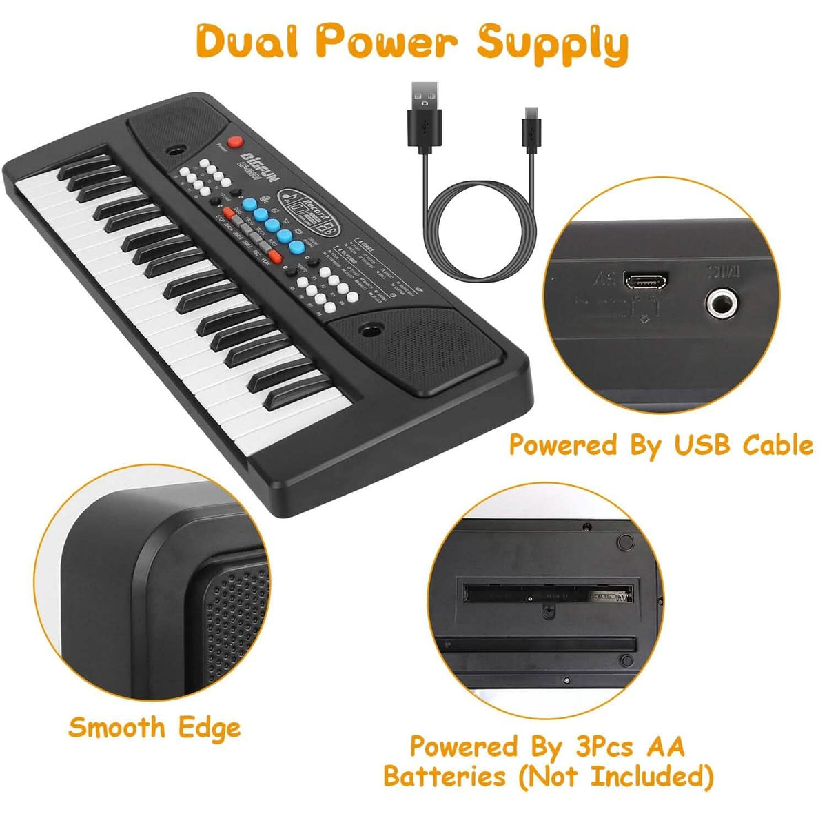 37 Keys Digital Music Electronic Keyboard Instrument with Microphone - A-1 Thread Vault
