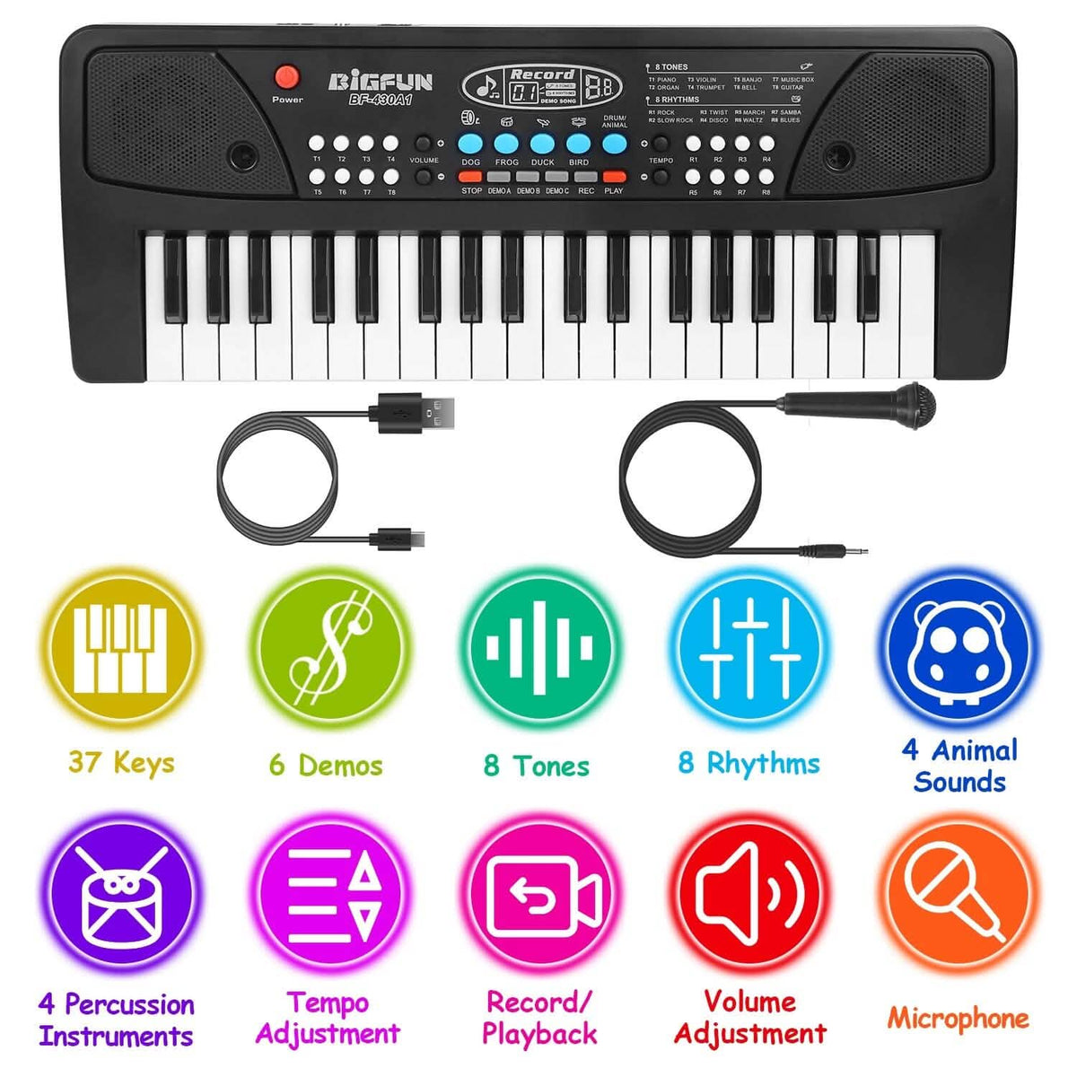 37 Keys Digital Music Electronic Keyboard Instrument with Microphone - A-1 Thread Vault