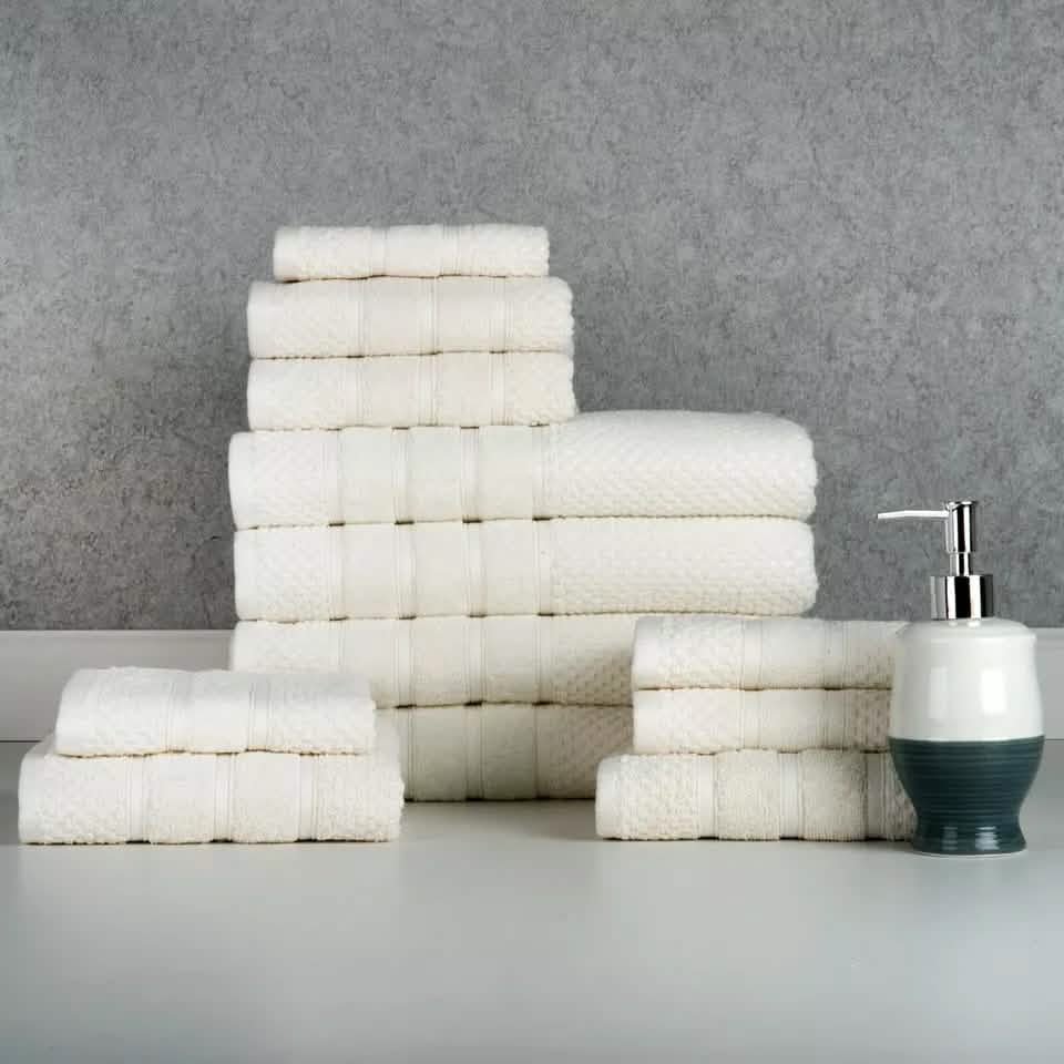 12-Piece: Bibb Home Egyptian Cotton Towel Set - A-1 Thread Vault